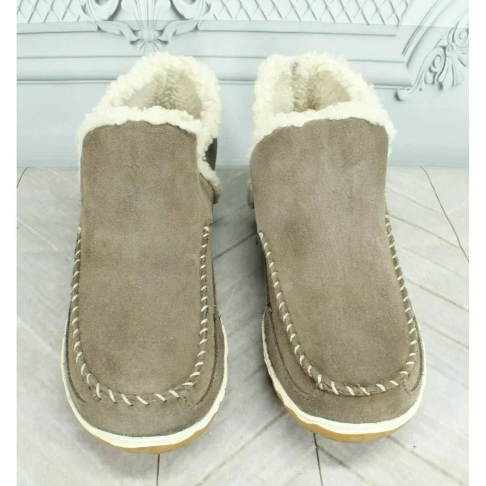 LL Bean Gray Suede Slip On Mountain Moccasin Slippers Boot Size 7 M - Picture 5 of 9